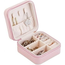 GoXteam Mini Travel Jewelry Box, Mini Portable Jewelry Travel Boxes, Small Jewelry Organizer for Rings, Earrings, Pendants, Watches, Necklaces, Lipsticks Organizer Storage Holder Case (Pink)