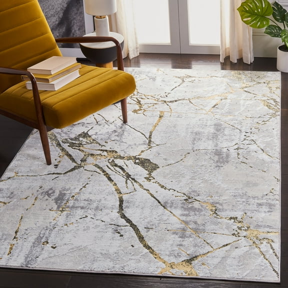 SAFAVIEH Amelia Pemala Abstract Area Rug, Gray/Gold, 4'5" x 6'5"
