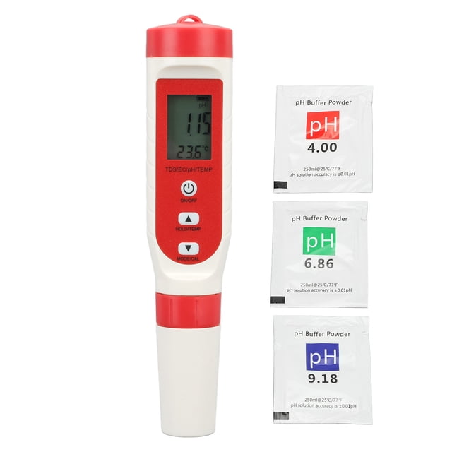 Bolígrafo probador de agua Digital 4 en 1, medidor de temperatura PH TDS EC, probador de agua multifuncional impermeable IP65 con pantalla LCD HD