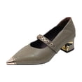thumbnail image 3 of Women's Pumps for Women Trendy Pointed Toe Chunky Heel Mary Jane Shoes Comfortable Snake Embossed Metal Chain Decor Casual Dress Shoes Fashion Plus Size Black Shoes for Women, 3 of 10