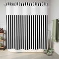 thumbnail image 6 of No Hook Shower Curtain, Black White Stripe Shower Curtains for Bathroom with See Through Top Window, Modern Minimalist Geometric Striped Waterproof & Washable Bath Curtain 66"x72", 6 of 9