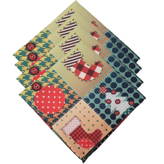 Maison Charlo Christmas Cloth Napkins Set of 4 Plaid Christmas Patchwork 16" by 16" | Reusable Napkins, Dining Table Decor, Napkins Cloth Washable | Red