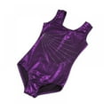 thumbnail image 7 of Girls Leotards Gymnastic Dance Onesies Ballet Tank Sleeveless Colorful Shiny Leotard, for 5-14 Years, 7 of 7