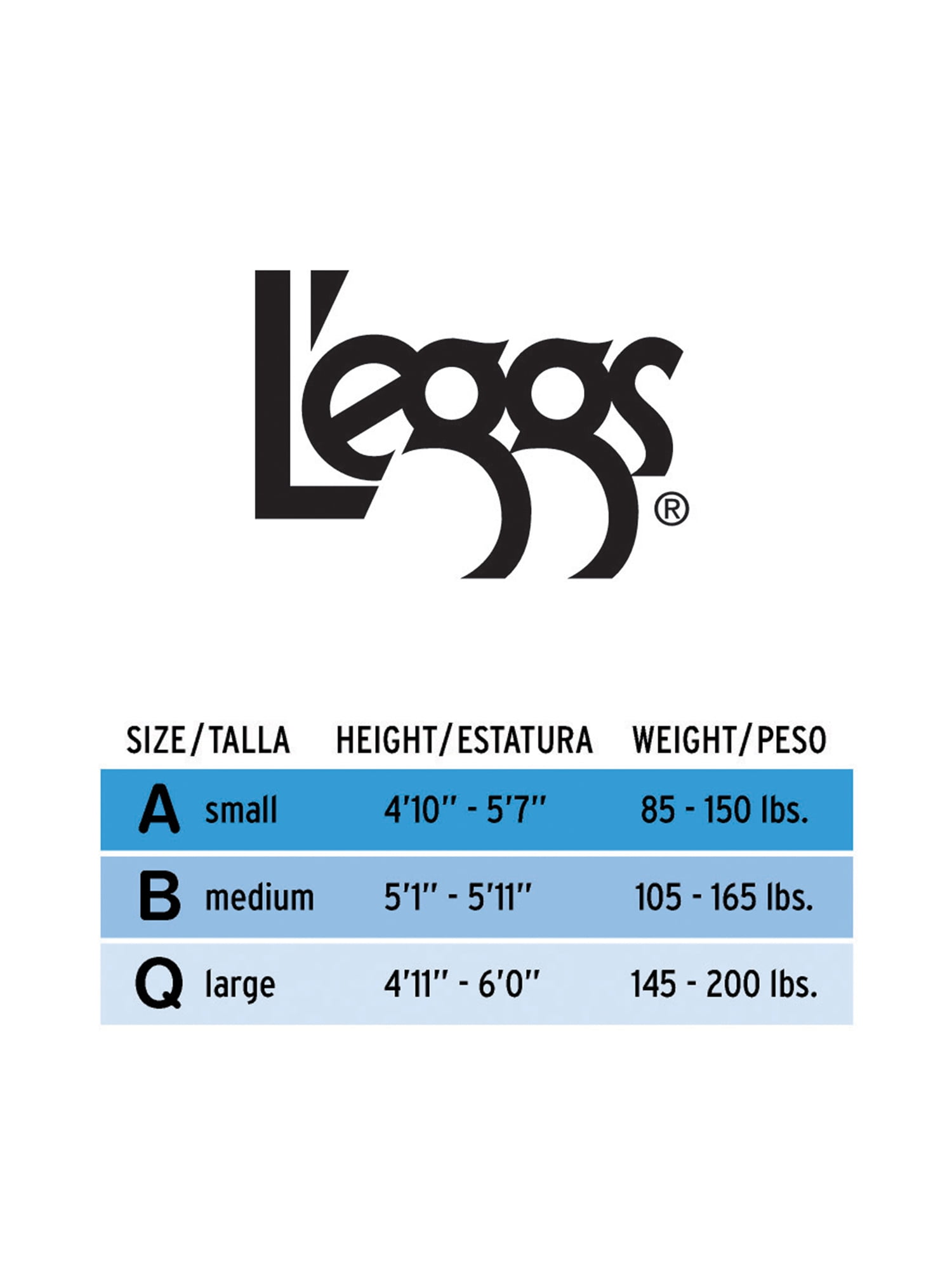 Sheer Energy Size Chart