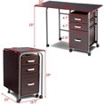 Folding Computer Desk with 3 Storage Drawers, Mobile Home Office Desk