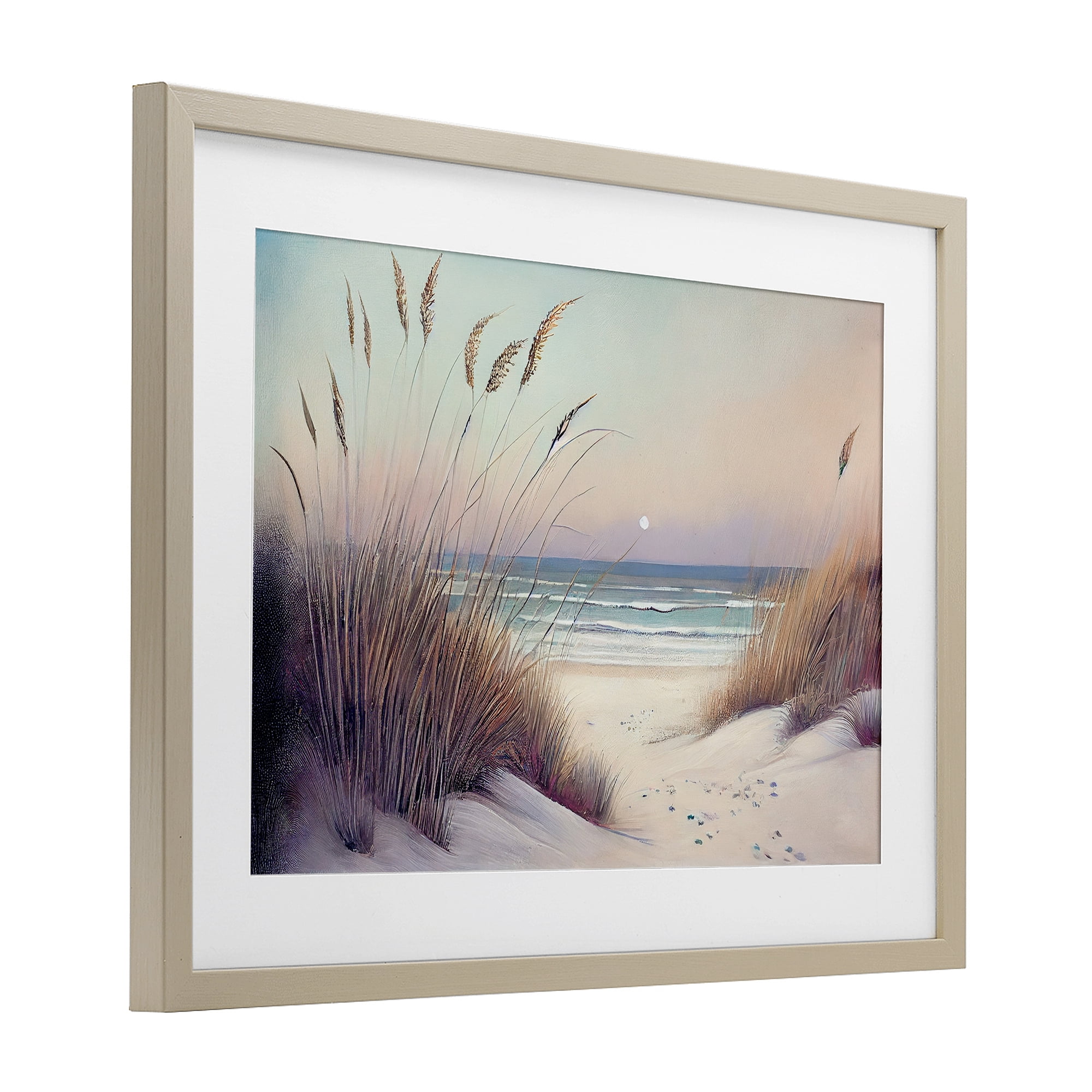 Euphoria Beach Dunes View Birch Framed Print Under Glass, design by Sasha