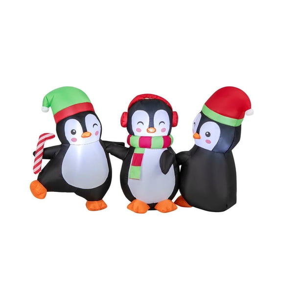 Resenkos Christmas Inflatable Penguins Family with LED Lights - Multi-Color