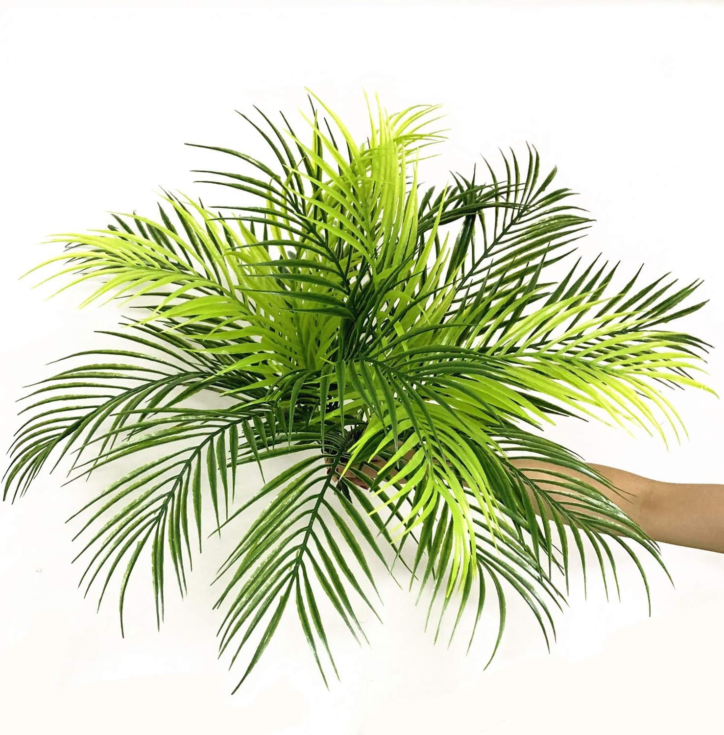 Artificial Tropical Palm Plants, Faux Plant Plastic Shrubs Fern Leaves Coconut Tree Fake Bushes for Indoor Outdoor Verandah Office Table Centerpieces Arrangements DIY Decoration