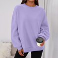 thumbnail image 4 of Womens Casual Outdoor Tops Crewneck Long Sleeve Sweatshirt Loose Fit Solid Color Pullover Tops for Travel, 4 of 5