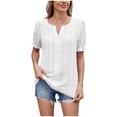 thumbnail image 2 of aidice Womens Tops V Neck Ruffled Short Sleeve Summer Tops T Shirts Fashion Casual Soft Basic Blouses Comfy Spring Tees, 2 of 7