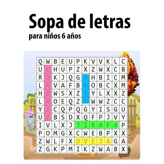 Sopa de letras para niños 6 años: Anima a tu hijo a buscar las palabras - juegos de letras educativos - letras grandes - Para las vacaciones o el tiempo libre - (Paperback)