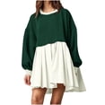 thumbnail image 1 of EQWLJWE Robe Chandail en Molleton Surdimensionnée pour Femmes Manches Longues Col Rond Tunique Plissée Mini Robe Automne Robes pour Femmes 2023, 1 of 8