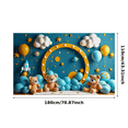 thumbnail image 2 of Blue Themed Background with Clouds Stars and Teddy Bears Banner Party Decorations Birthday Party Photography Props Baby Shower Backdrop Decors, 2 of 3