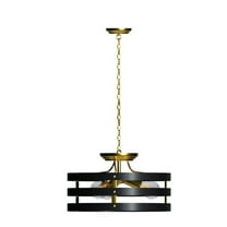 Sunshine Lighting B3167024 Ambiate Banda Cage Pendant Light Fixture, Black & Gold - E26 Base - 40W