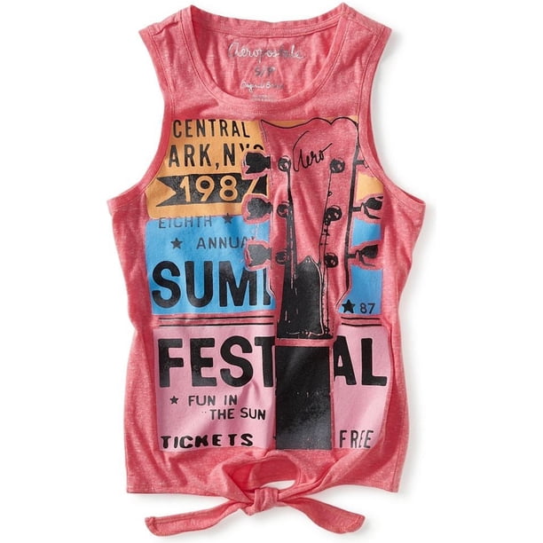 Aeropostale Frontie Summer Festivale Tank Top para mujer, rosa, pequeño