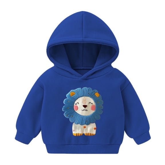 FAIOROI Kids Toddler Lion Graphic Hoodie - 3T Blue, 100% Polyester Easy-Care Pullover for Daily Play/School