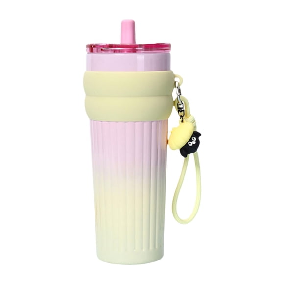 Vaso térmico portátil de 710 ml con tapa, gran capacidad, a prueba de fugas, regalo de cumpleaños Amarillo