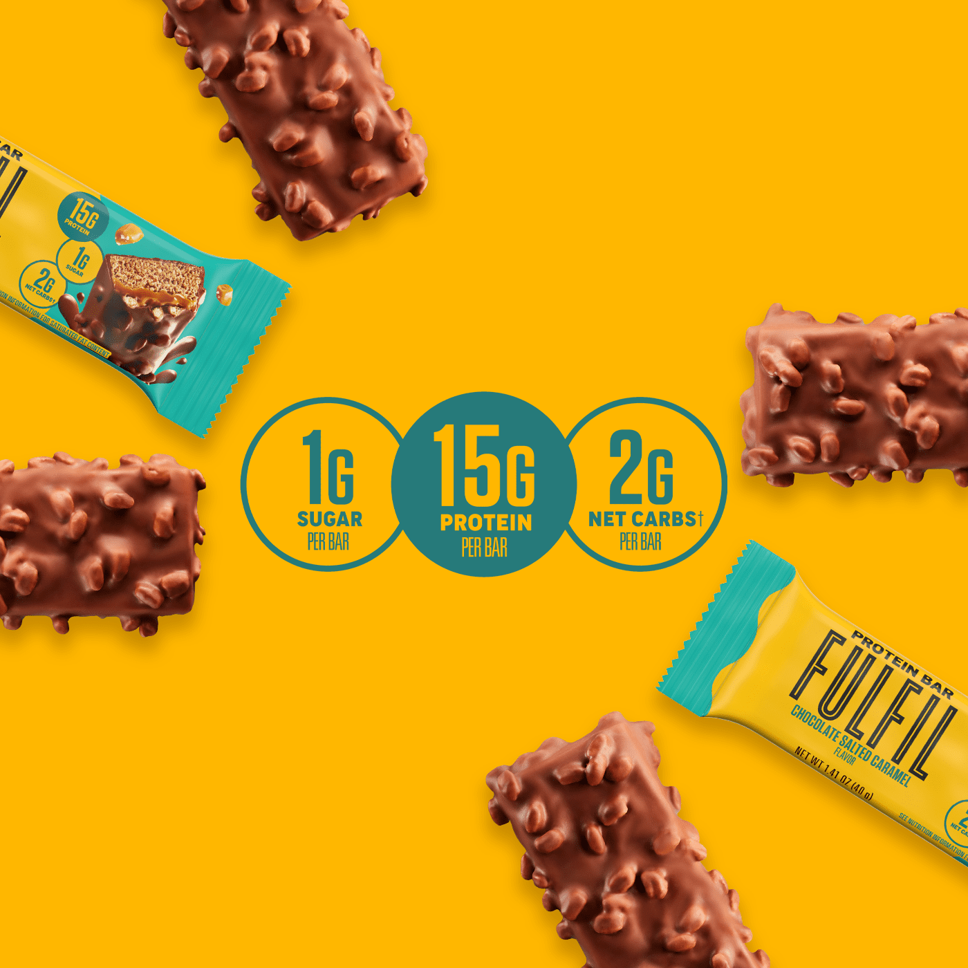 (2 pack) FULFIL Nutrition Vitamin & Protein Nut Bars, Chocolate Salted Caramel Flavor, 4 pack