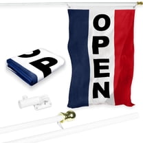 G128 Combo Pack: 6 Feet Tangle Free Spinning Flagpole (White) Open Vertial Flag 3x5 ft Printed 150D Brass Grommets (Flag Included) Aluminum Flag Pole
