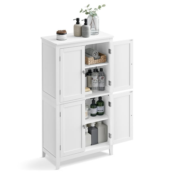 VASAGLE Mueble de Baño, Armario de Baño, Armario de Cocina, con 4 Puertas, Estantes Ajustables, 30 x 60 x 110 cm, Blanco