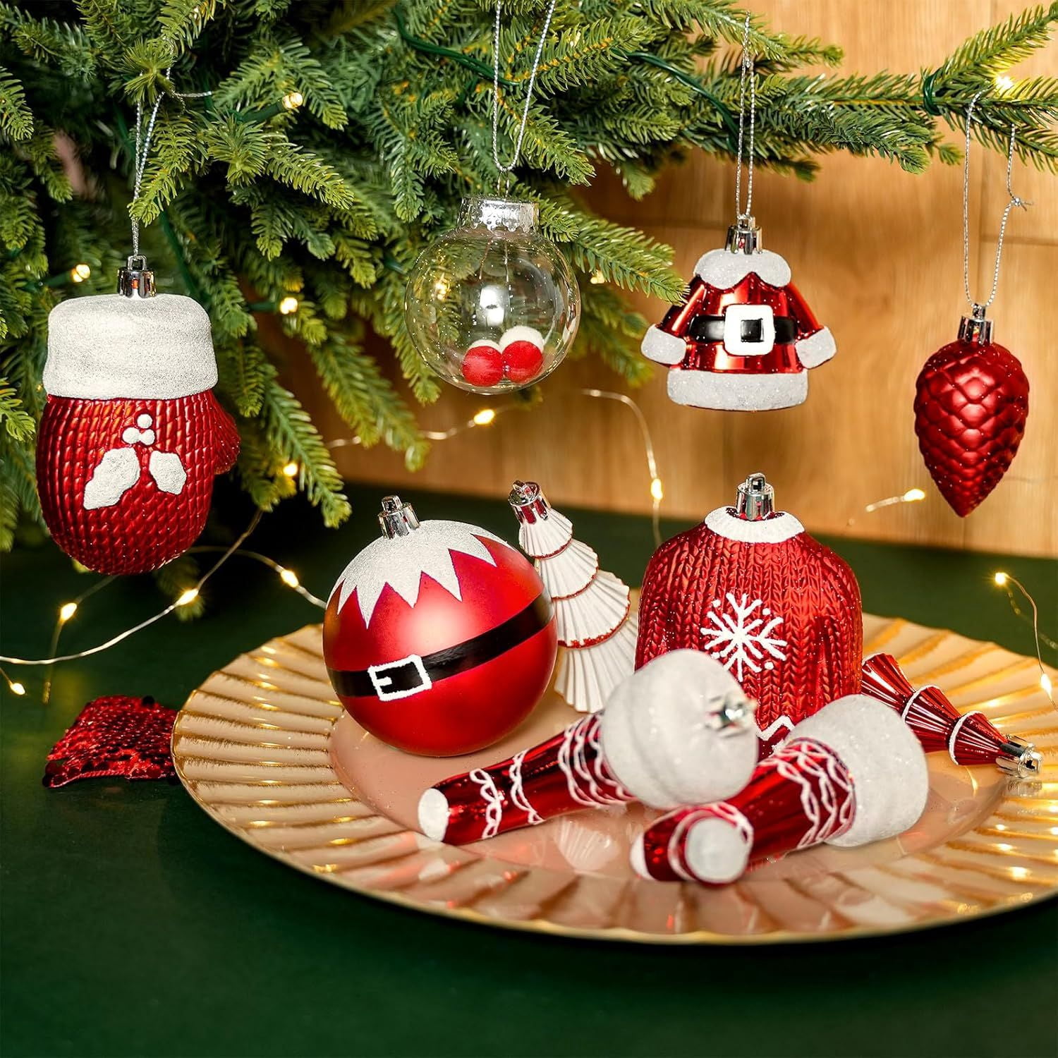85ct Christmas Balls Ornaments Set, Colorful Shatterproof Plastic Christmas Tree Ornaments, Xmas Decorative Baubles for Christmas Tree Decorations with Hanging Strings