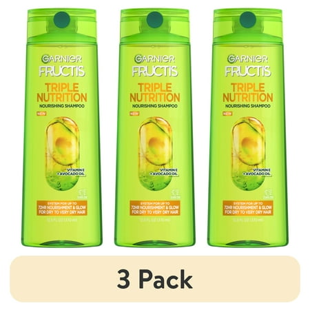 (3 pack) Garnier Fructis Triple Nutrition Shampoo, Dry to Very Dry Hair, 12.5 fl. oz.