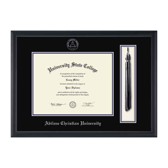 Framerly - ACU Tassel Diploma Frame with Black and Purple Mat