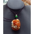 thumbnail image 5 of Certified Hand Carved Red Green Natural Myanmar Burma Grade A Jade jadeite Phoenix Bird Flower Pendant Necklace, 5 of 7