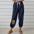 thumbnail image 2 of VEKDONE Womens Linen Long Pants Navy S, 2 of 6
