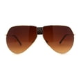thumbnail image 2 of Mens Oversize Mobster Lion Shield Emblem Racer Pilots Sunglasses Gold Brown, 2 of 4