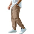 thumbnail image 4 of Domuza Pants for Men Cotton Linen Yoga Golf Beach Jogger Sweat Lounge Harem Pants Trousers Brown XL, 4 of 7