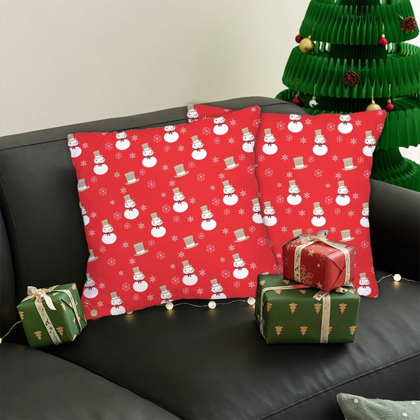 Ropa de cama, cubrecamas, cubrecamas y juegos, fundas de almohada navideñas de 45 x 45 cm, juego de almohadas rojas decorativas con forma de árbol de Navidad, decoración navideña de invierno para el h