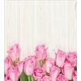 thumbnail image 3 of Ambesonne Rose Duvet Cover Sets, Flowers on Wood Planks, 2-Queen, Pink Green Cream, 3 of 7