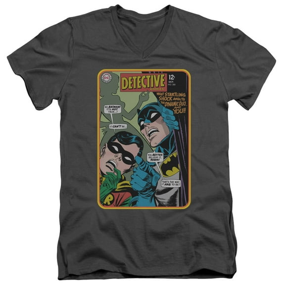 Batman Detective #380 S/S Adult V-Neck T-Shirt Charcoal