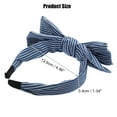 thumbnail image 2 of Unique Bargains 1 Pcs Double Bow Knot Headband Fashion Hairband for Women Deep Blue Stripe Pattern 1.34 Inch Wide, 2 of 7