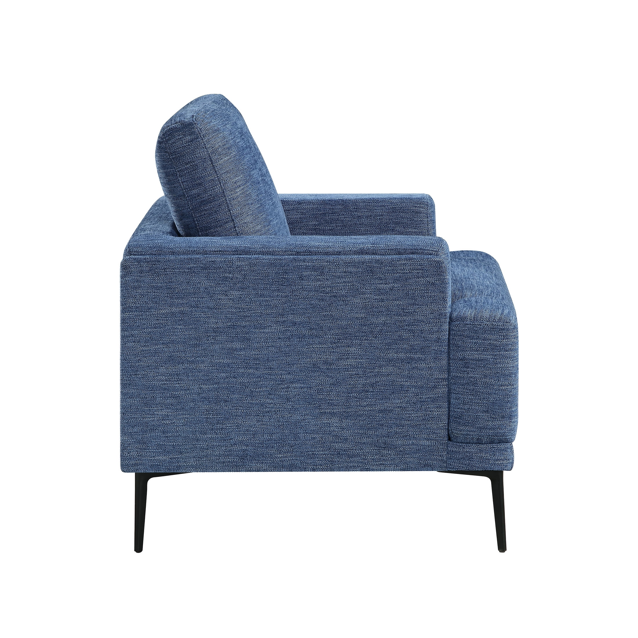 OakvillePark Bravelle Chenille Chair with Black Metal Legs, Blue