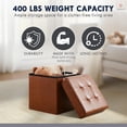 thumbnail image 7 of Ornavo Home 15 Inch Square Storage Ottoman Cube, Tufted Square Faux Leather Storage Ottoman Chest, Footrest, Toy Chest Ottoman with Storage - (Mocha), 7 of 7