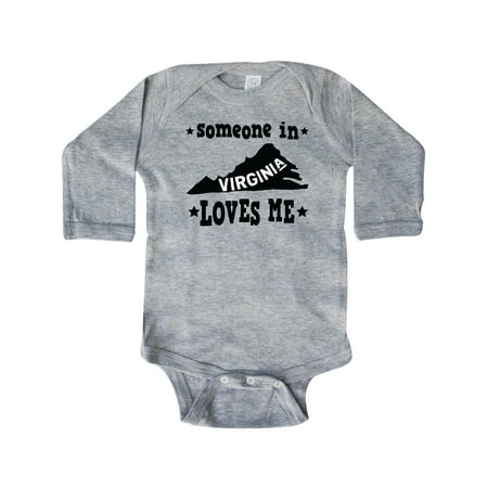 

Inktastic Virginia Vacation Someone Loves Me Gift Baby Boy or Baby Girl Long Sleeve Bodysuit