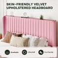 thumbnail image 5 of Einfach Queen Bed Frame, Upholstered Platform Bed with Wingback Headboard, No Box Spring Required, Pink, 5 of 10