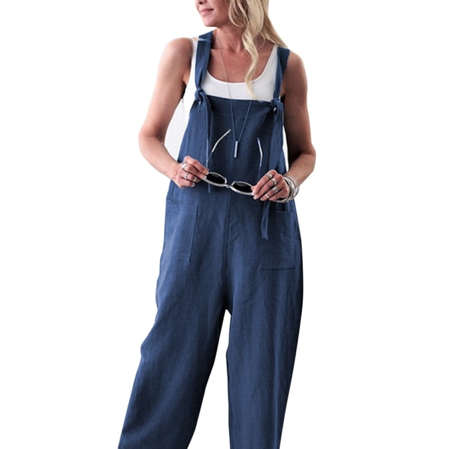Monos de mujer Monos de color sólido Mameluco sin mangas Pantalones clásicos con bolsillos Pantalones de una pieza