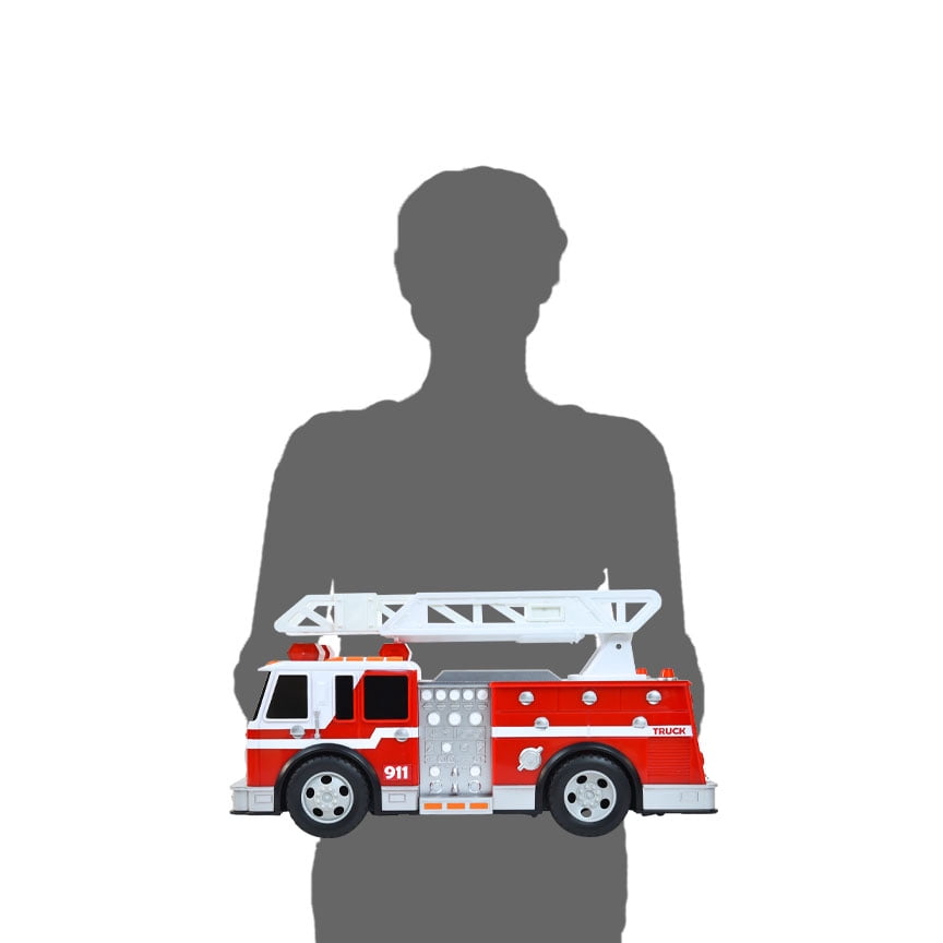 Maxx Action Large Firetruck with Extendable Ladder – Lights & Sounds Motorized Rescue Vehicle