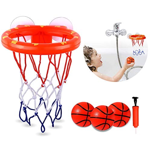 Bath Toy Basketball Hoop & Balls Playset Magnetic Fishing Toys for Kids Toddler 
