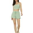 thumbnail image 2 of INSPIRE CHIC Women's Pajama Sets Knit Cami Tops with Shorts 2 Pcs Lounge Sleepwear XL Gray Green, 2 of 6