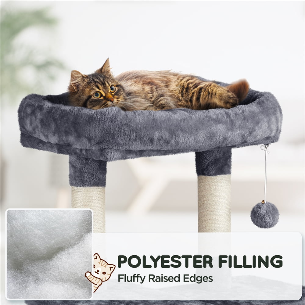 Alden Design 63" H Cat Tree Tower with Hammock and Scratching Posts, Dark Gray