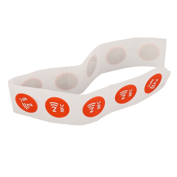 Lot de 30 Autocollants PVC NFC Étanches, 25mm NTAG215 Tags avec 504 Octets de Mémoire NDEF, 13.56 MHz, Compatible avec TagMo, Appareils Android Compatibles Amiibo & NFC, Lecture/écriture/réécriture/lecture Uniquement, Rouge
