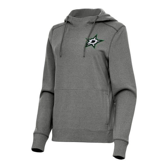 Women's Antigua Heather Black Dallas Stars Justice Pullover Hoodie