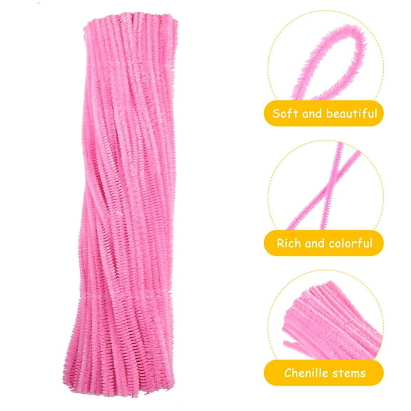 FESTFENDS Pink Twisted Chenille Stems 200Pcs Flexible Pipe Cleaners for Diy Crafts and Art Activities