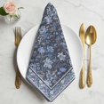 thumbnail image 2 of Navy Blue Floral Boho Cloth Napkins, Ethnic Tribe Abstract Art Flower Washable and Reusable Dinner Napkins Set of 4, Table Napkin for Kitchen Party Birthday Wedding Hotel Housewarming 20"x20", 2 of 9