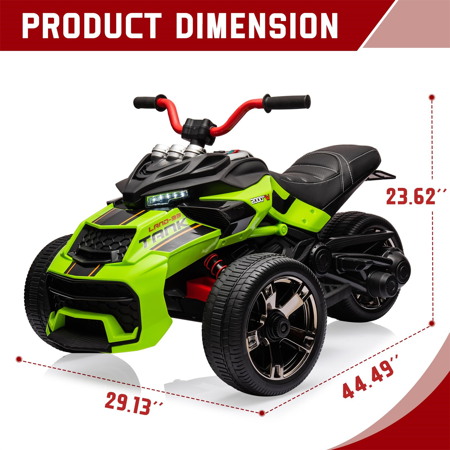 12V Kids Ride On ATV Car,3 Wheeler Motorcycle Electric Vehicle ATV with EVA Tire, LED, Music,Ride on Car Toy for Boys and Girls