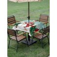 thumbnail image 3 of Outdoor Tablecloth with Umbrella Hole and Zipper, Teal Snowman Christmas Square Table Cloth 60x60 Inch Waterproof Tablecloth, Xmas Tree Snowflake Elk Winter Picnic Table Cover for Patio Camping, 3 of 7